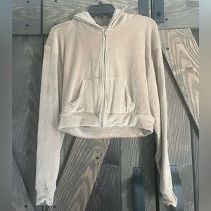 Beige Skims Velour Zip-Up Hoodie